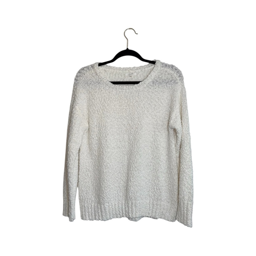 Maurices Ivory White Sweater Textured Popcorn Knit Round Neck Small Women’s